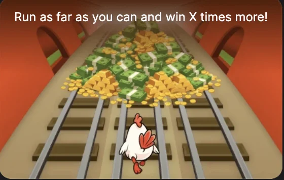 Chicken Subway big win moment with coins